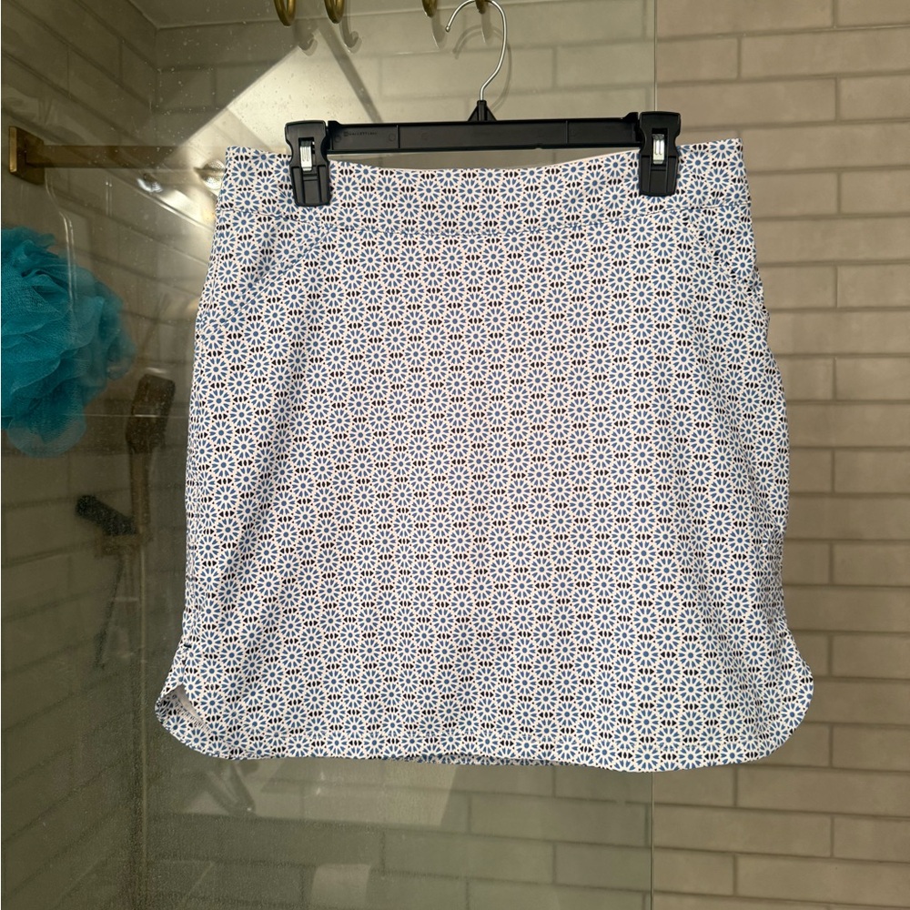 White and Blue Patterned Peter Millar Golf Skort